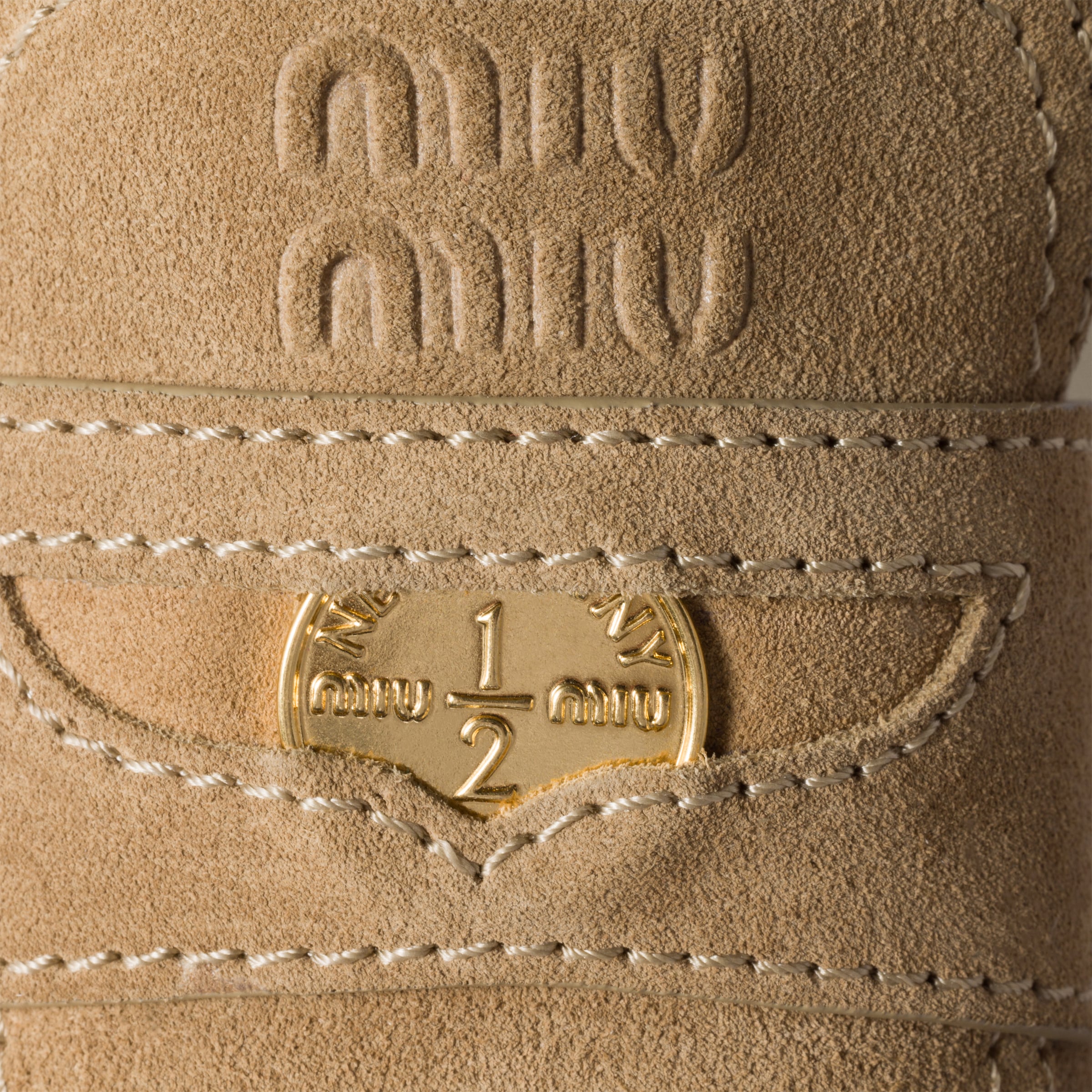 MIU MIU SUEDE AND RAFFIA FLATFORM MULES