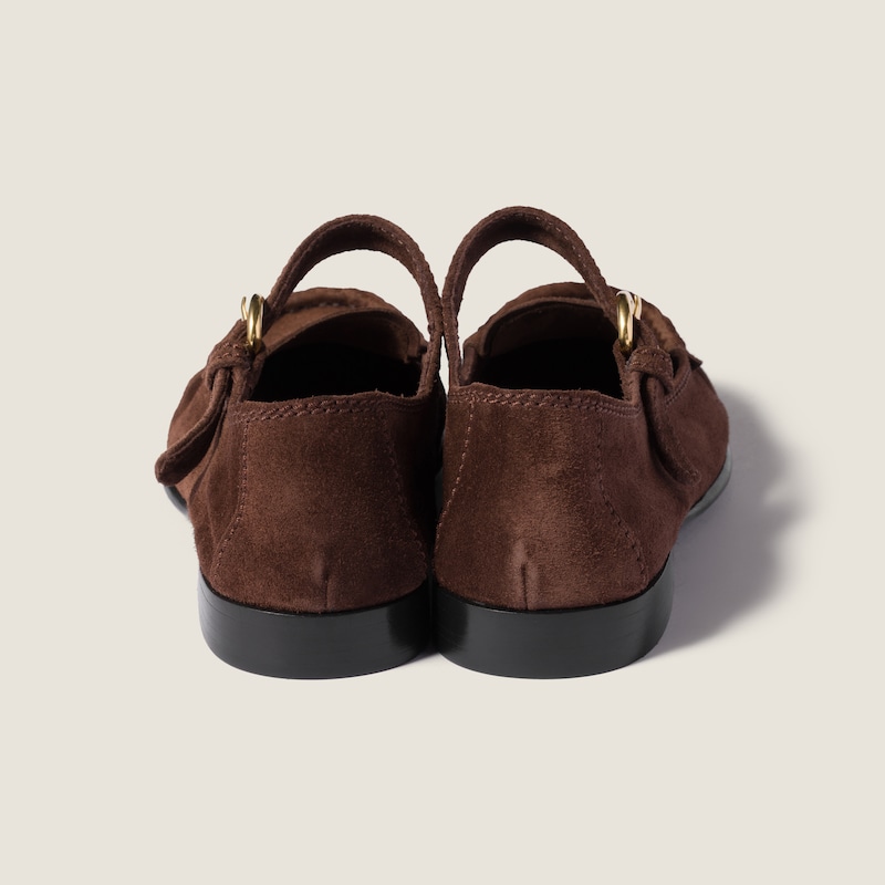 Suede loafers with buckle