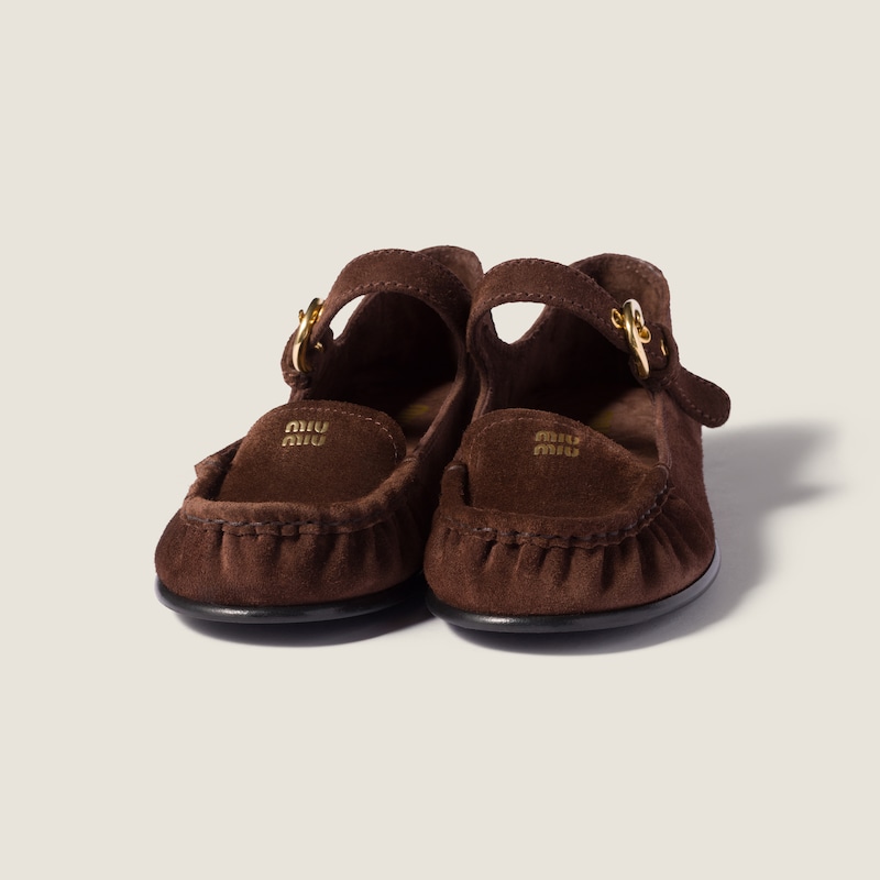 Suede loafers with buckle