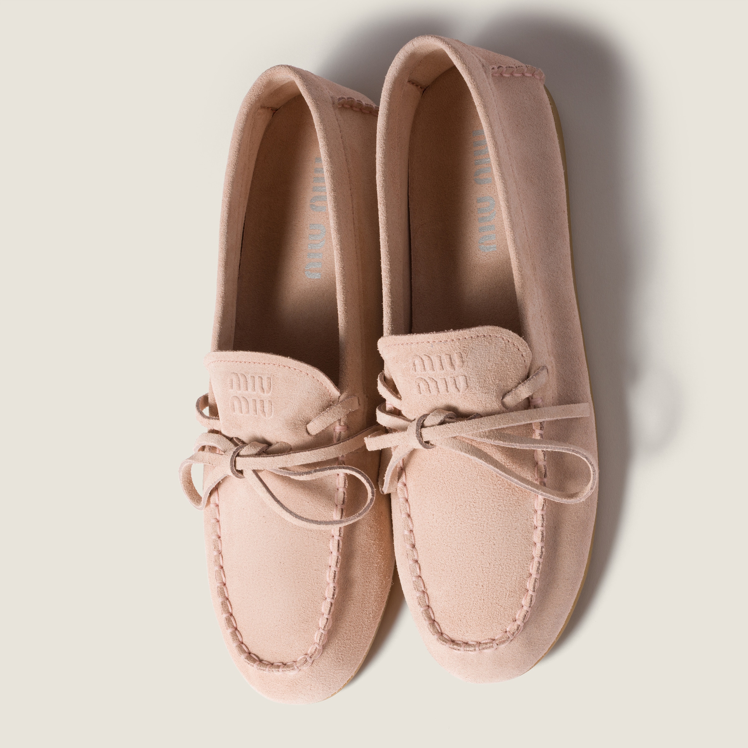 Peach Suede Deck Loafers | Miu Miu - United States