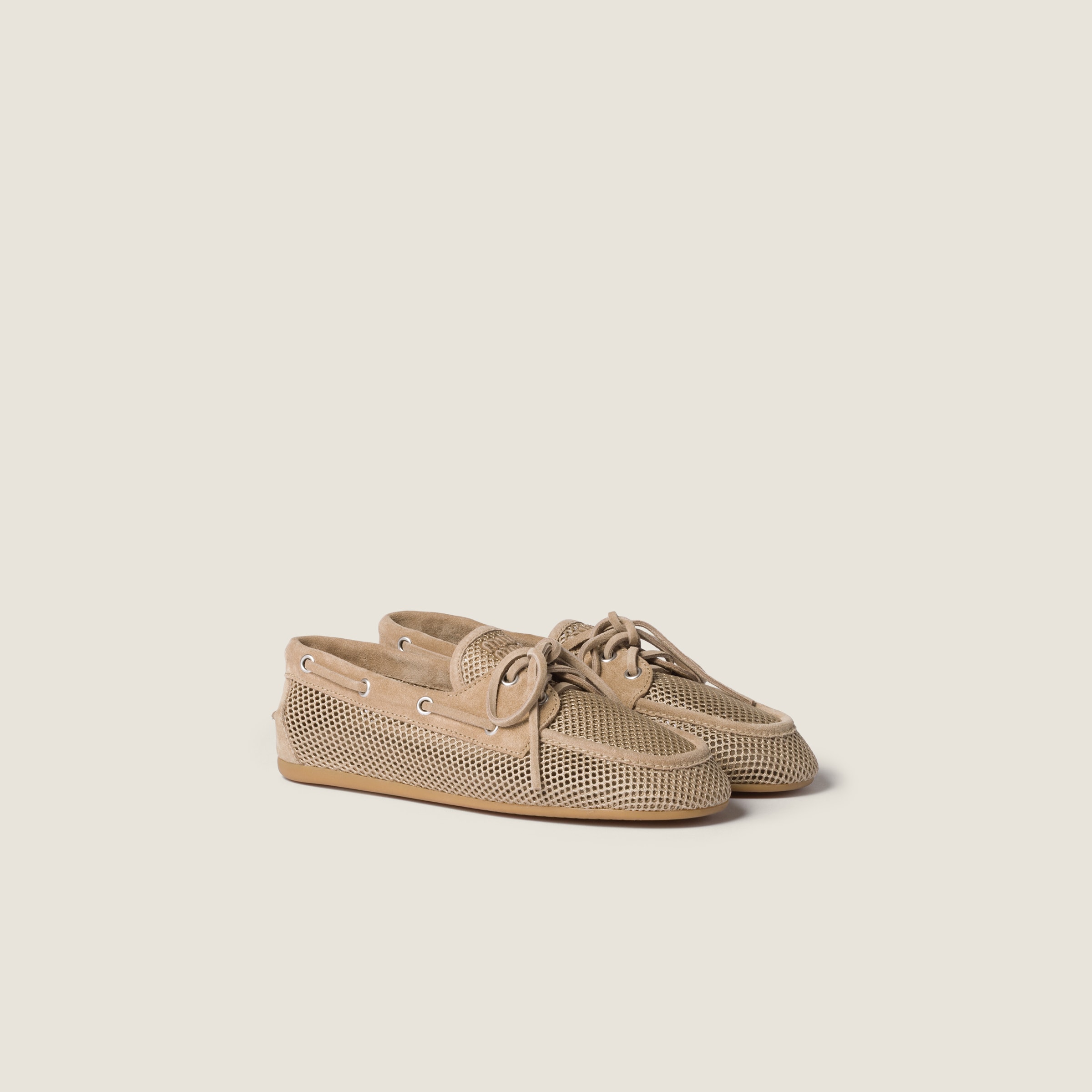 Mesh and suede boat shoes