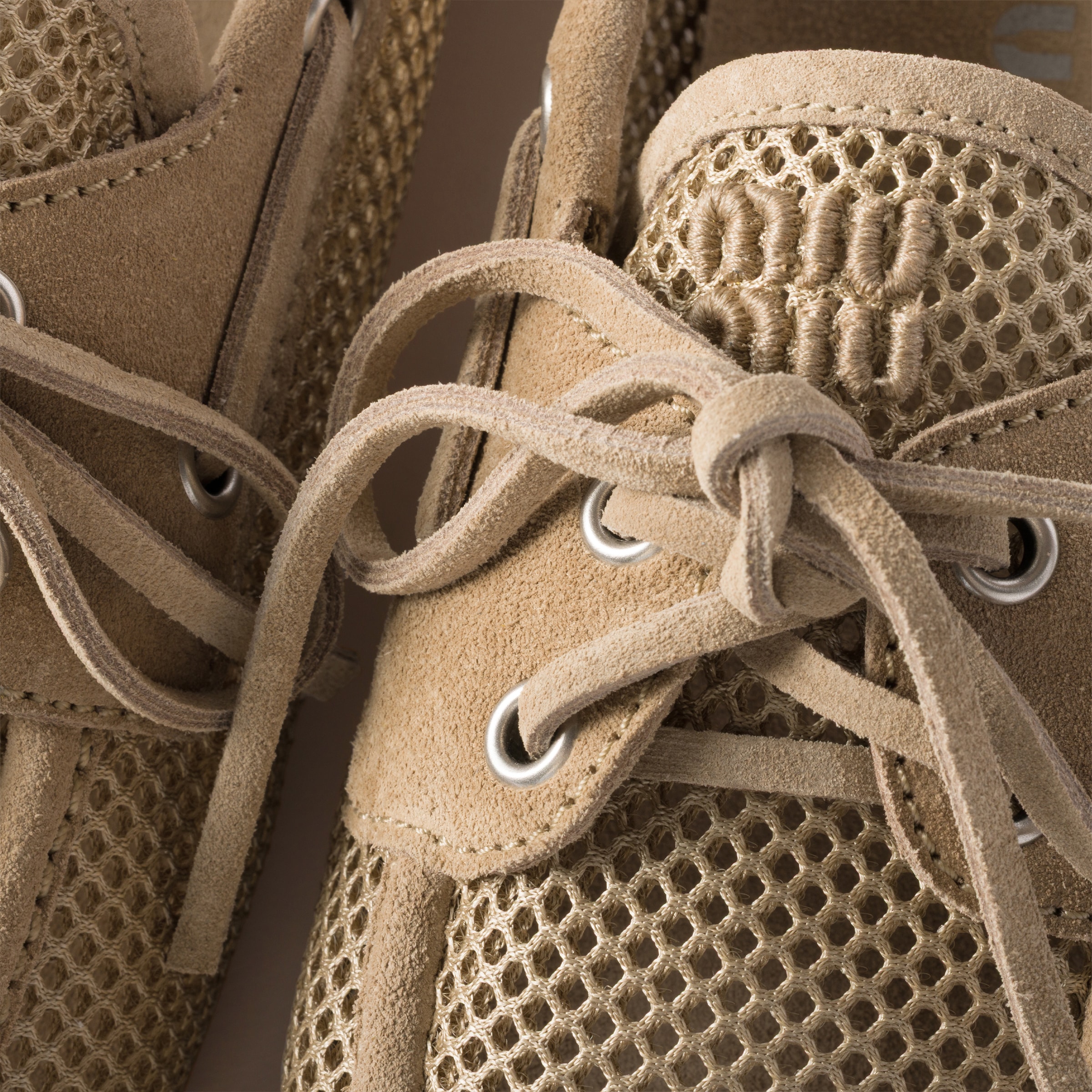 Desert Beige Mesh And Suede Deck Shoes | Miu Miu - United States