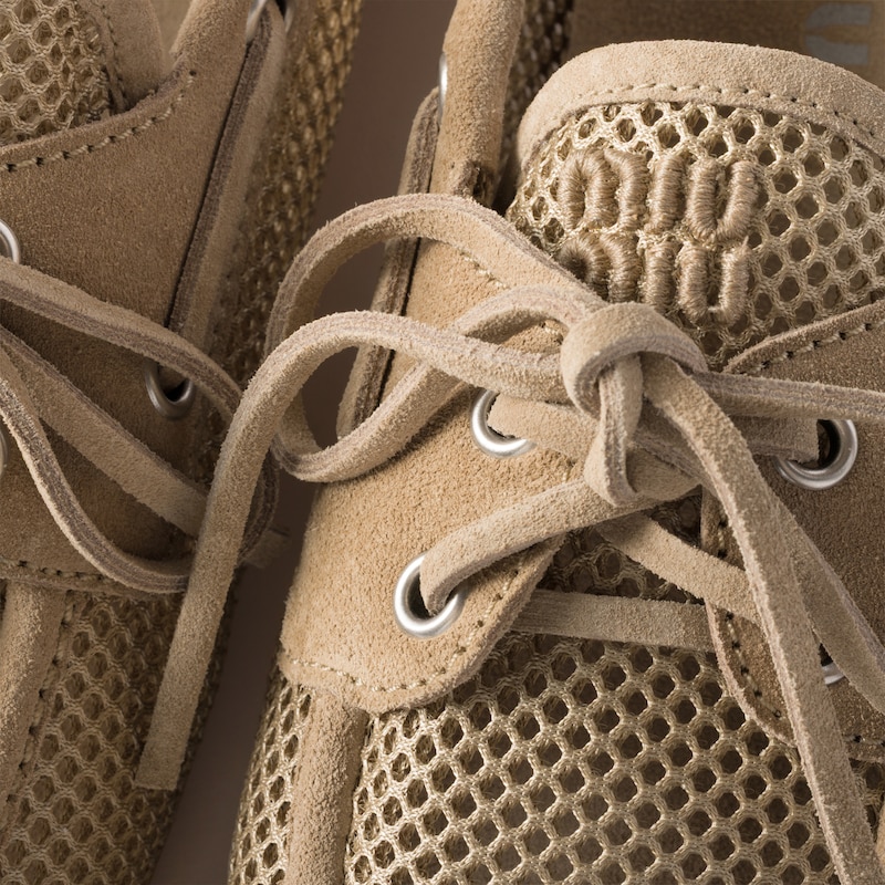 Mesh and suede boat shoes