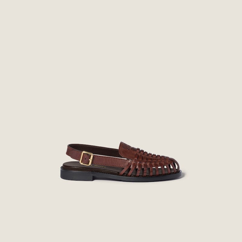 Leather slingback loafers