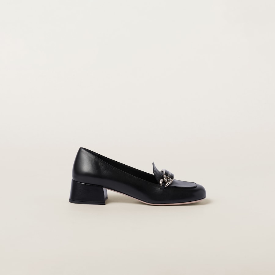 MIUMIU 26S LACE-UP BROGUE LOAFERS IN RUST ORANGE PATENT CALFSKIN