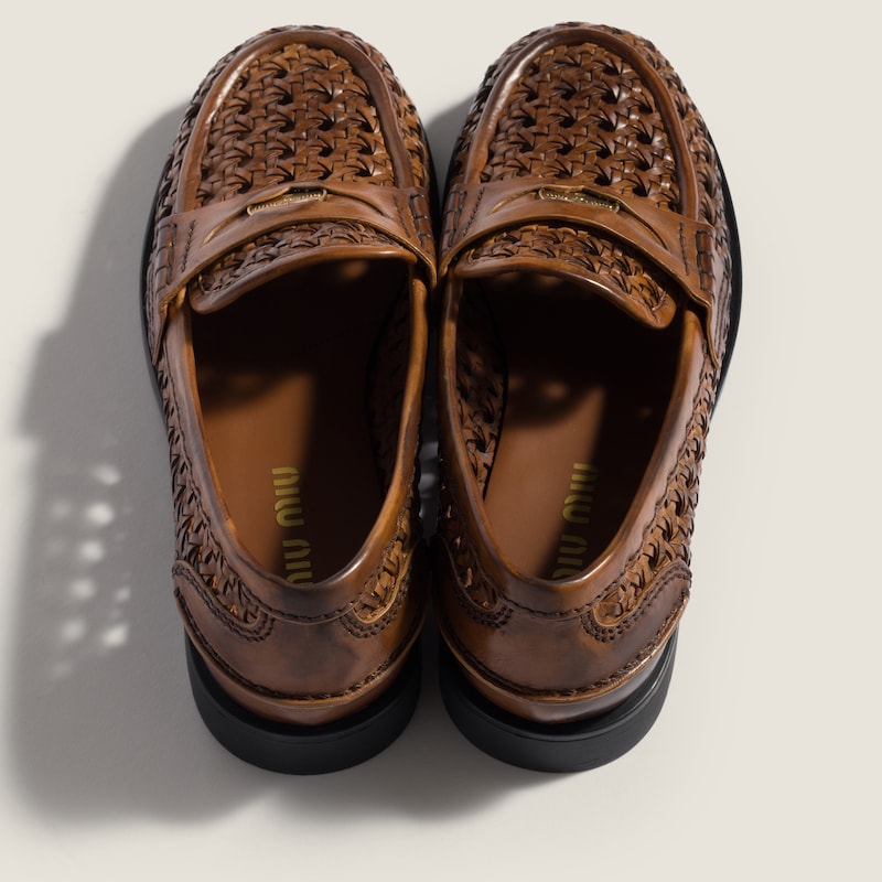 Woven leather loafers