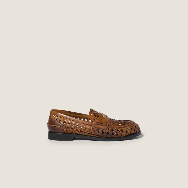 Woven leather loafers