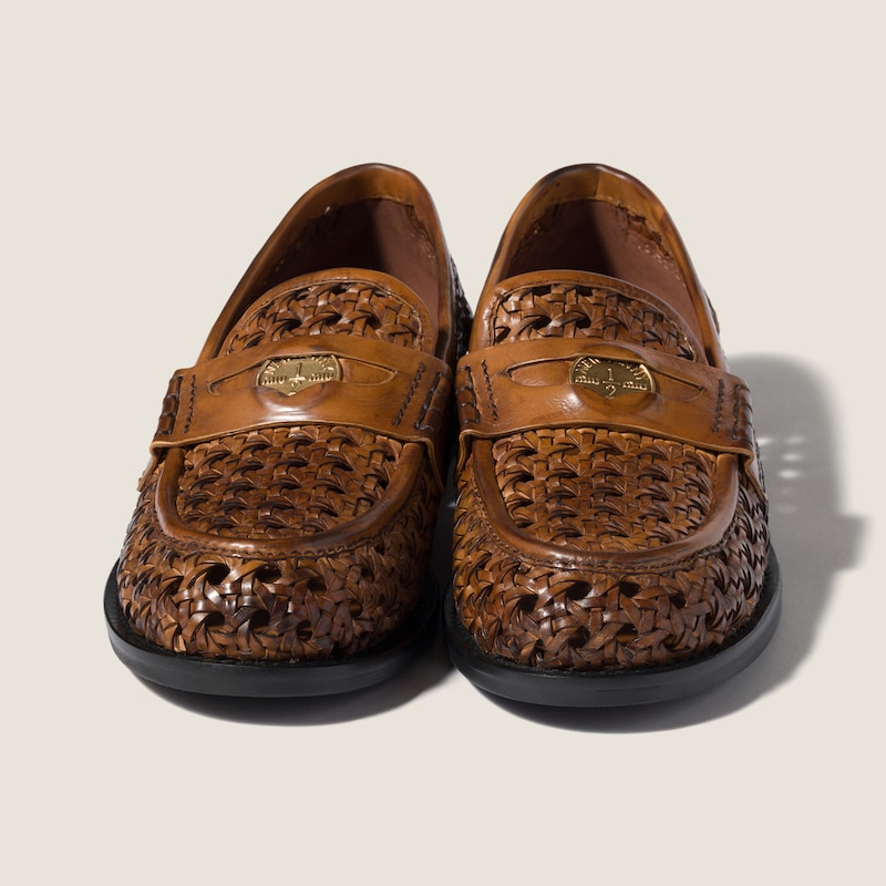 Woven leather loafers