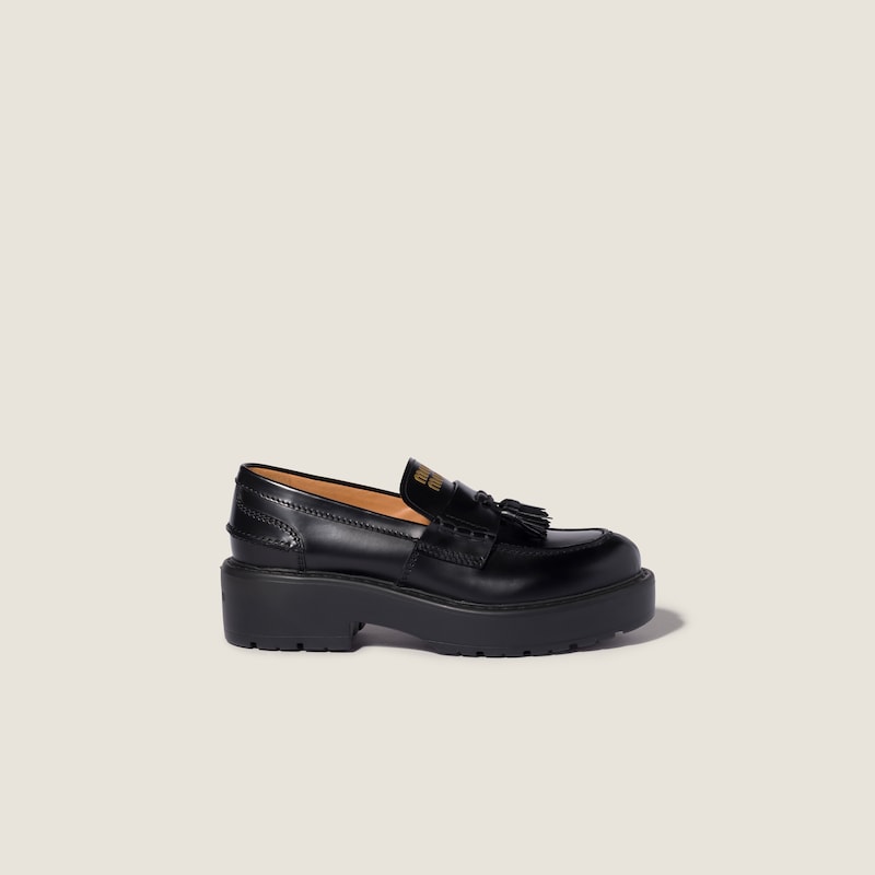 Brushed leather loafers