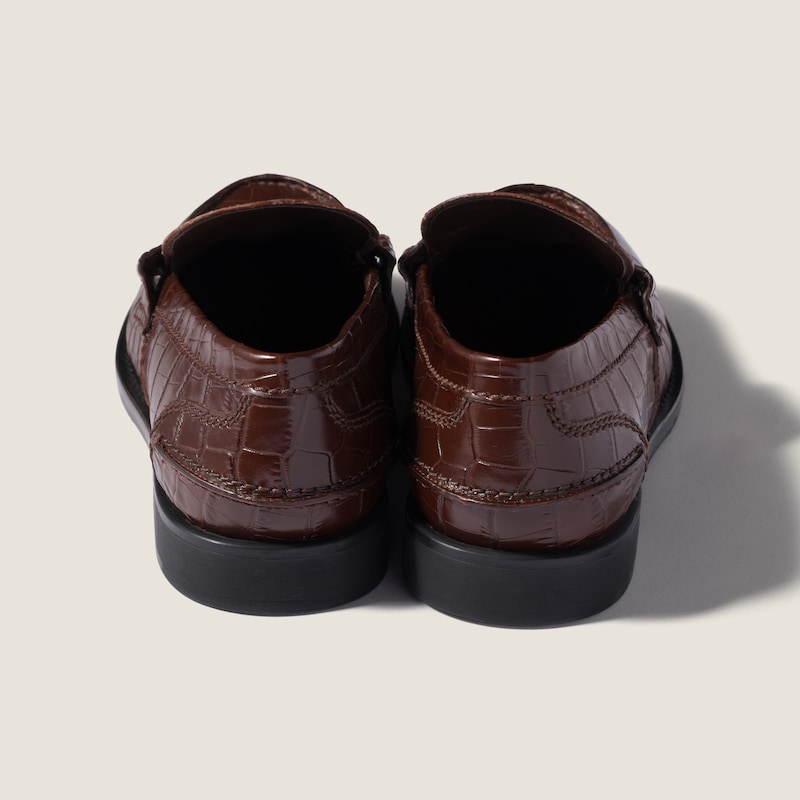 Croco-print leather penny loafers