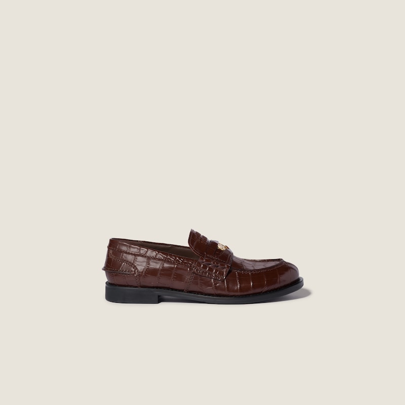 Croco-print leather penny loafers