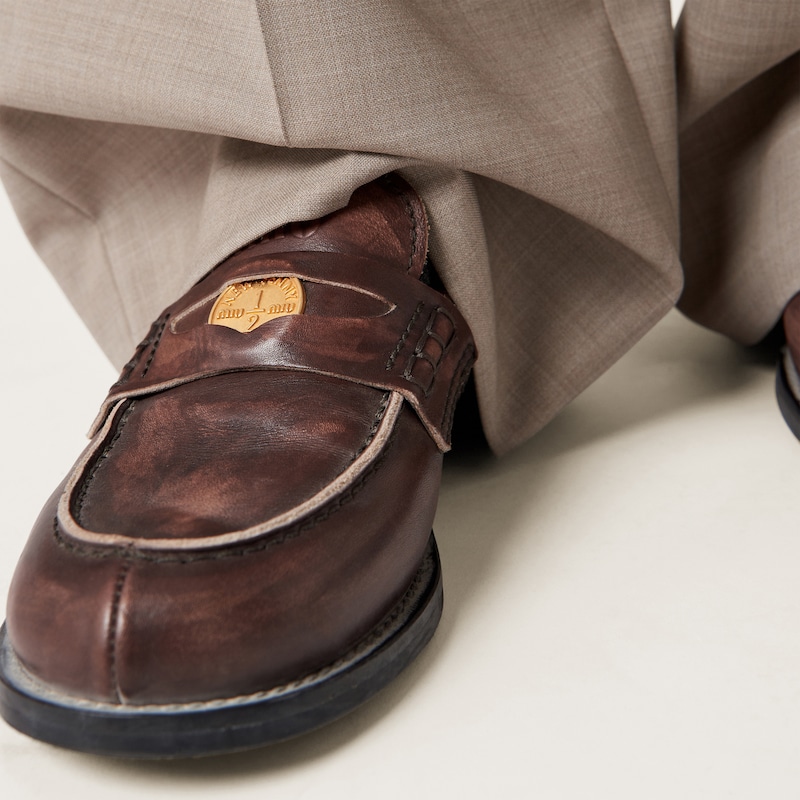 ヴィンテージ加工 レザー ペニーローファー