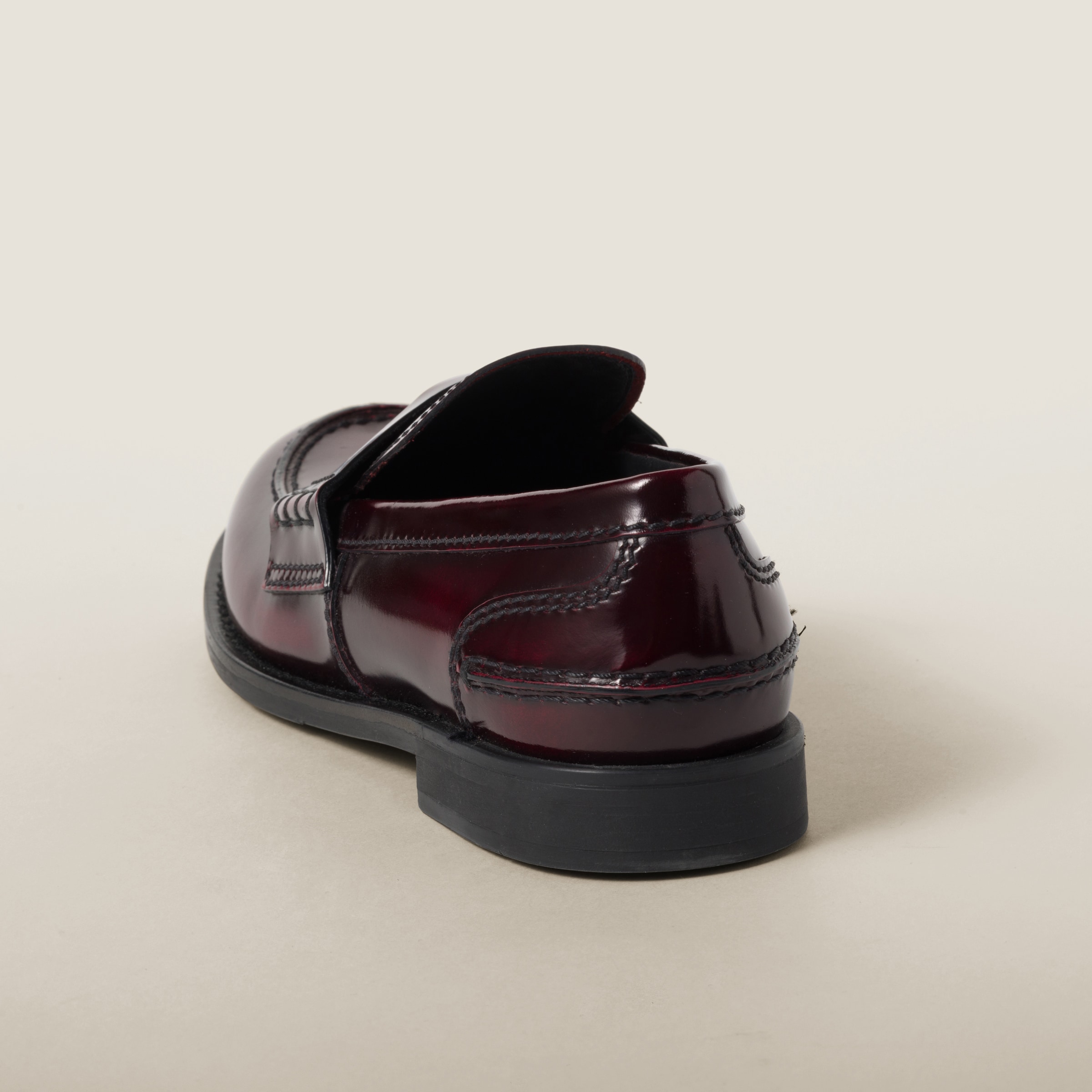 Shop Miu Miu Leather Loafers In Crimson