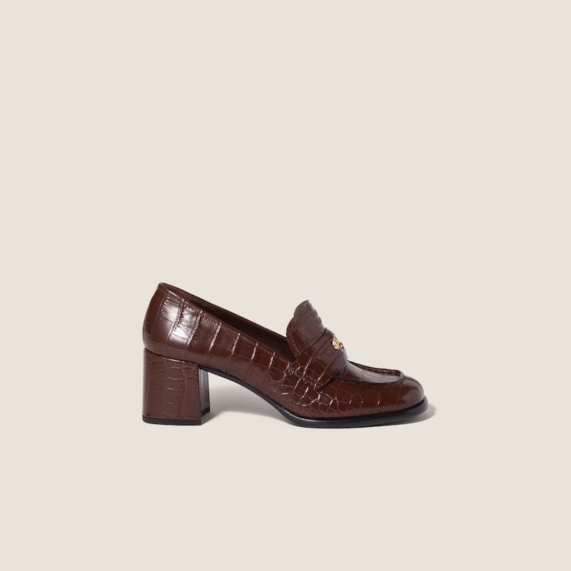 Croco-print leather loafers