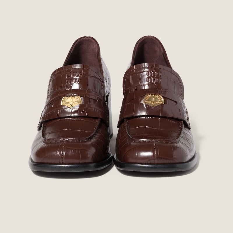 Croco-print leather loafers