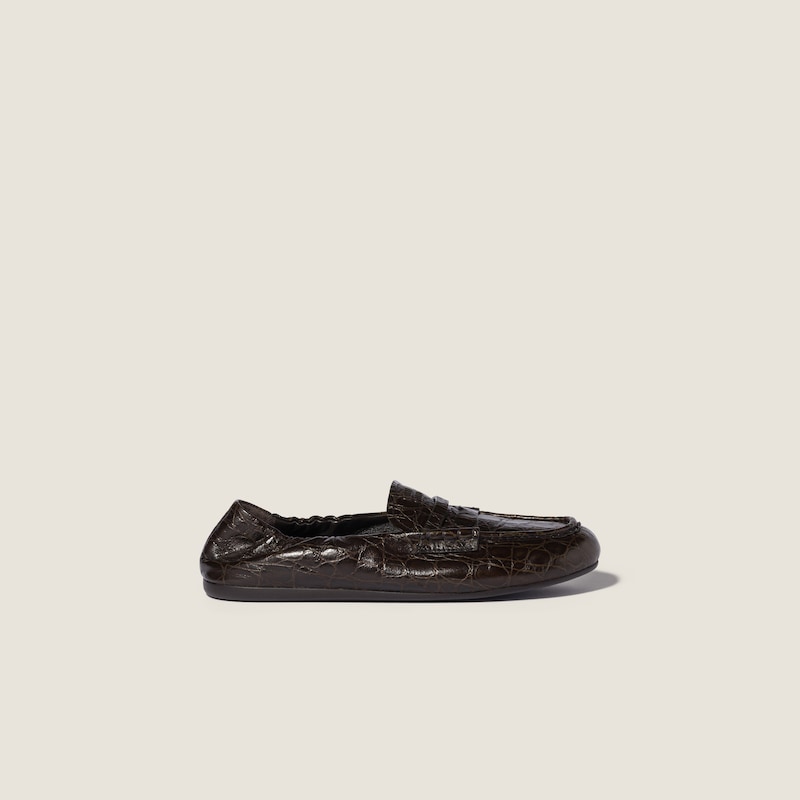 Crocodile embossed calfskin loafers