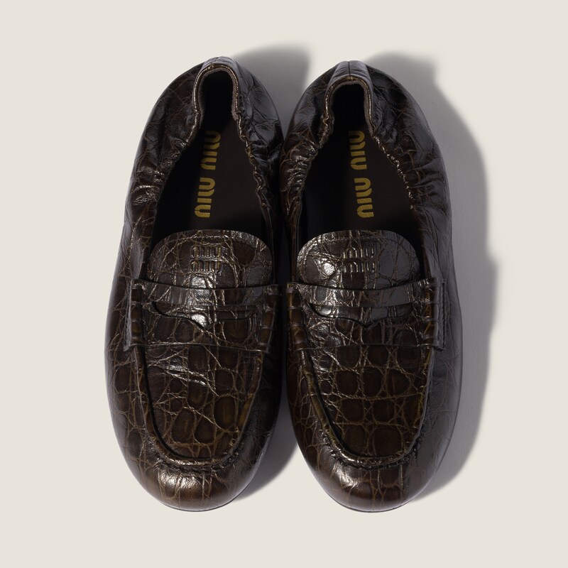 Crocodile embossed calfskin loafers