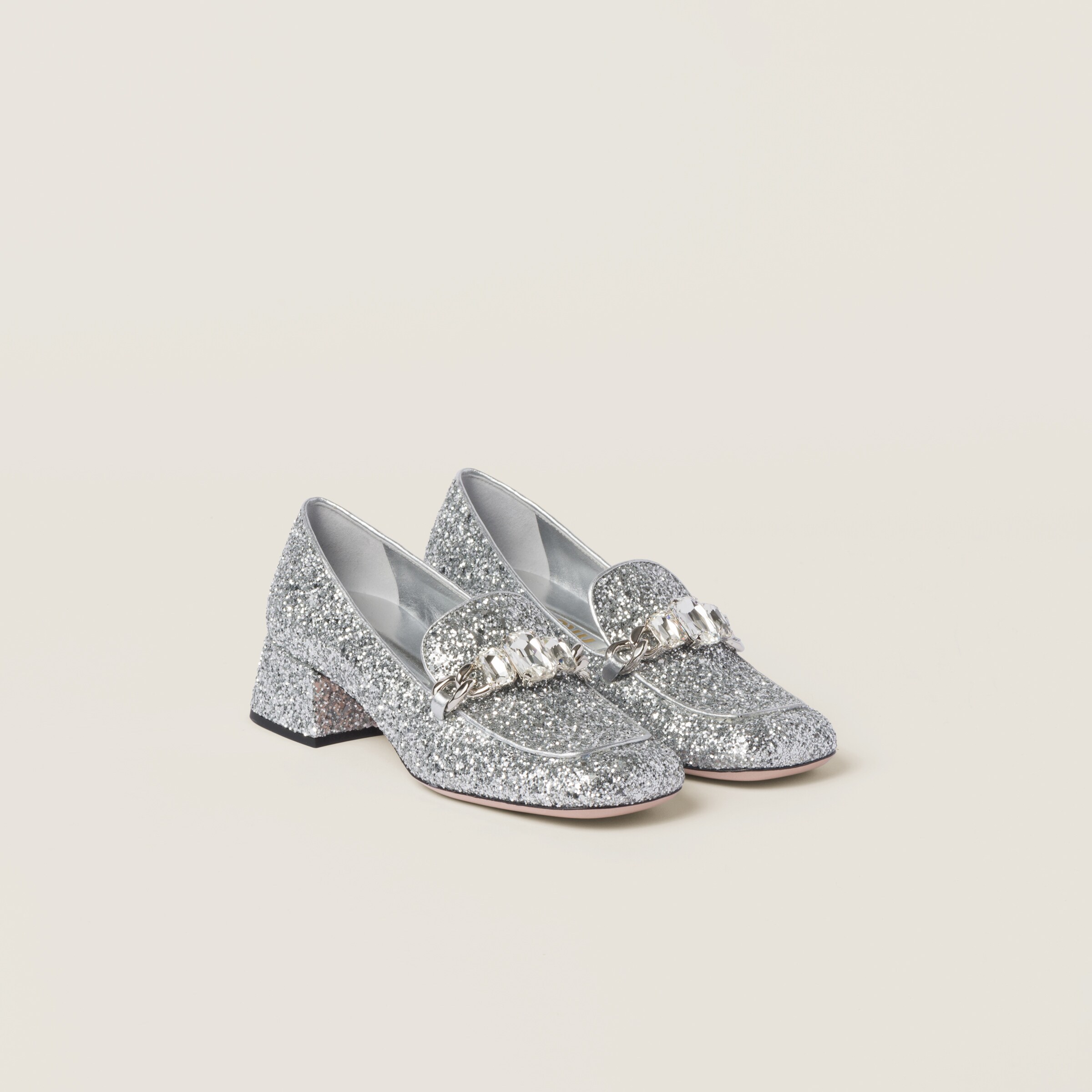Silver store glitter loafers