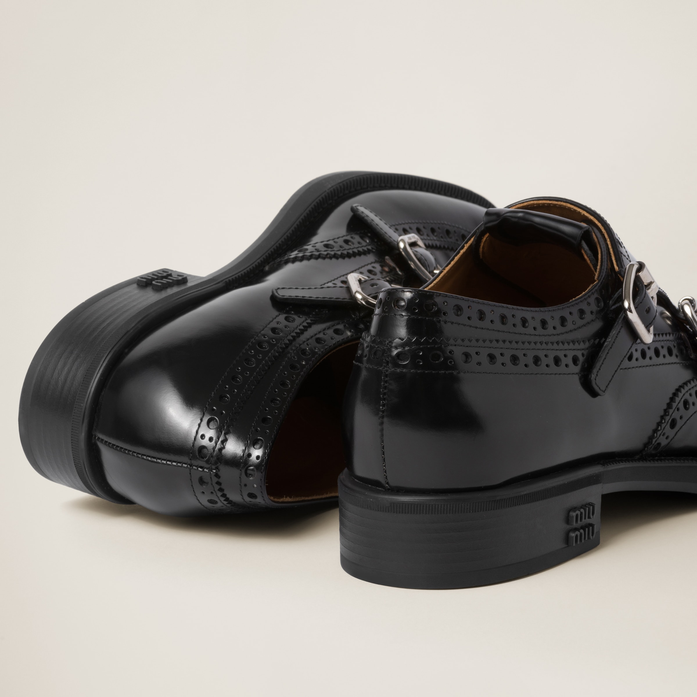 Black Church's X Miu Miu Brushed Leather Double Monk Brogue