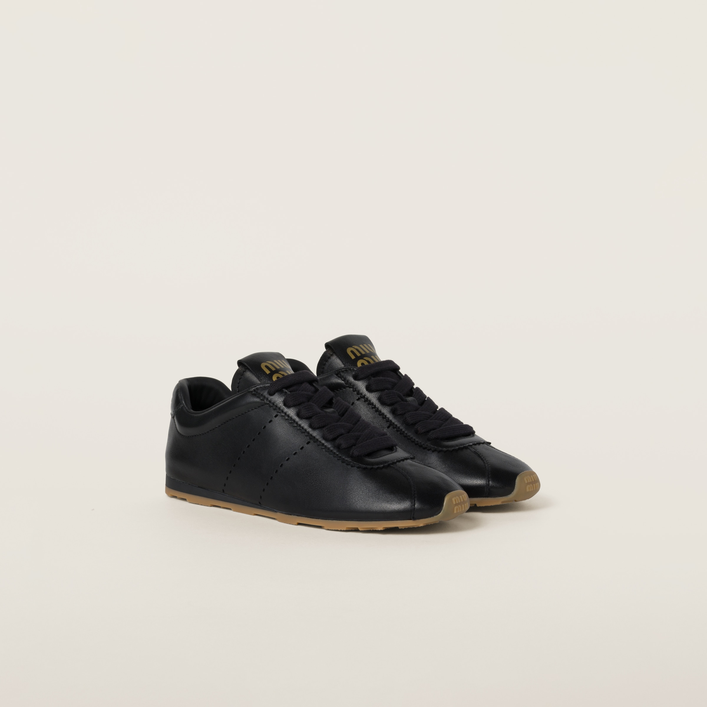 White Plume Bleached Nappa Leather Sneakers | Miu Miu