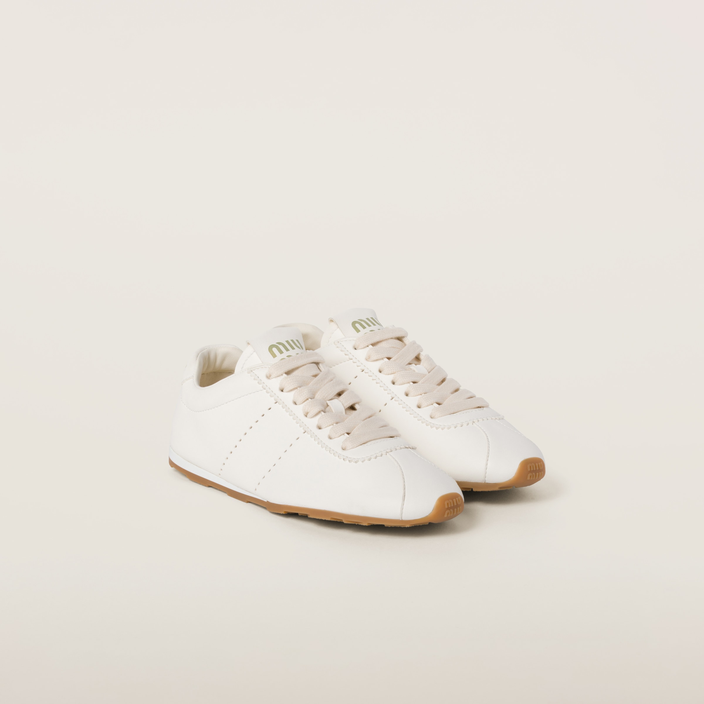 Miu Miu Nappa Leather Trainers In Ivory