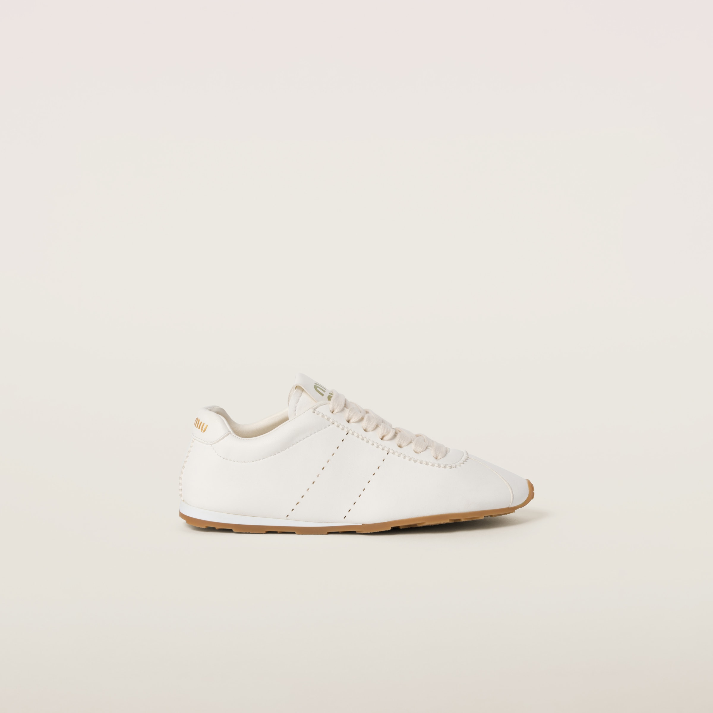 Miu Miu White Lace Up Sneakers In Ivory