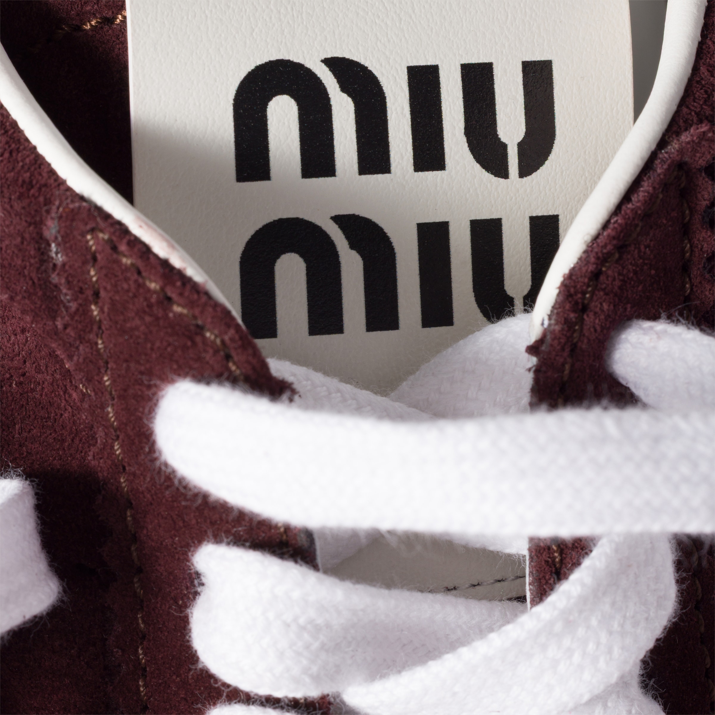 Miu Miu Plume Suede Sneakers In Brown