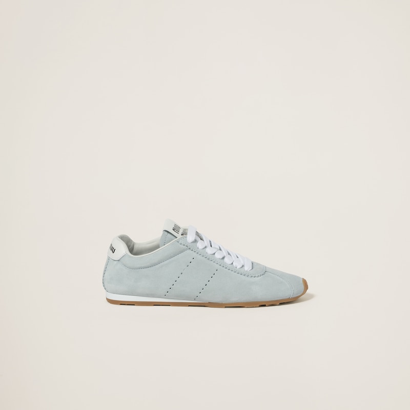MIUMIU 26S SNEAKERS IN BLUE GRAY SUEDE