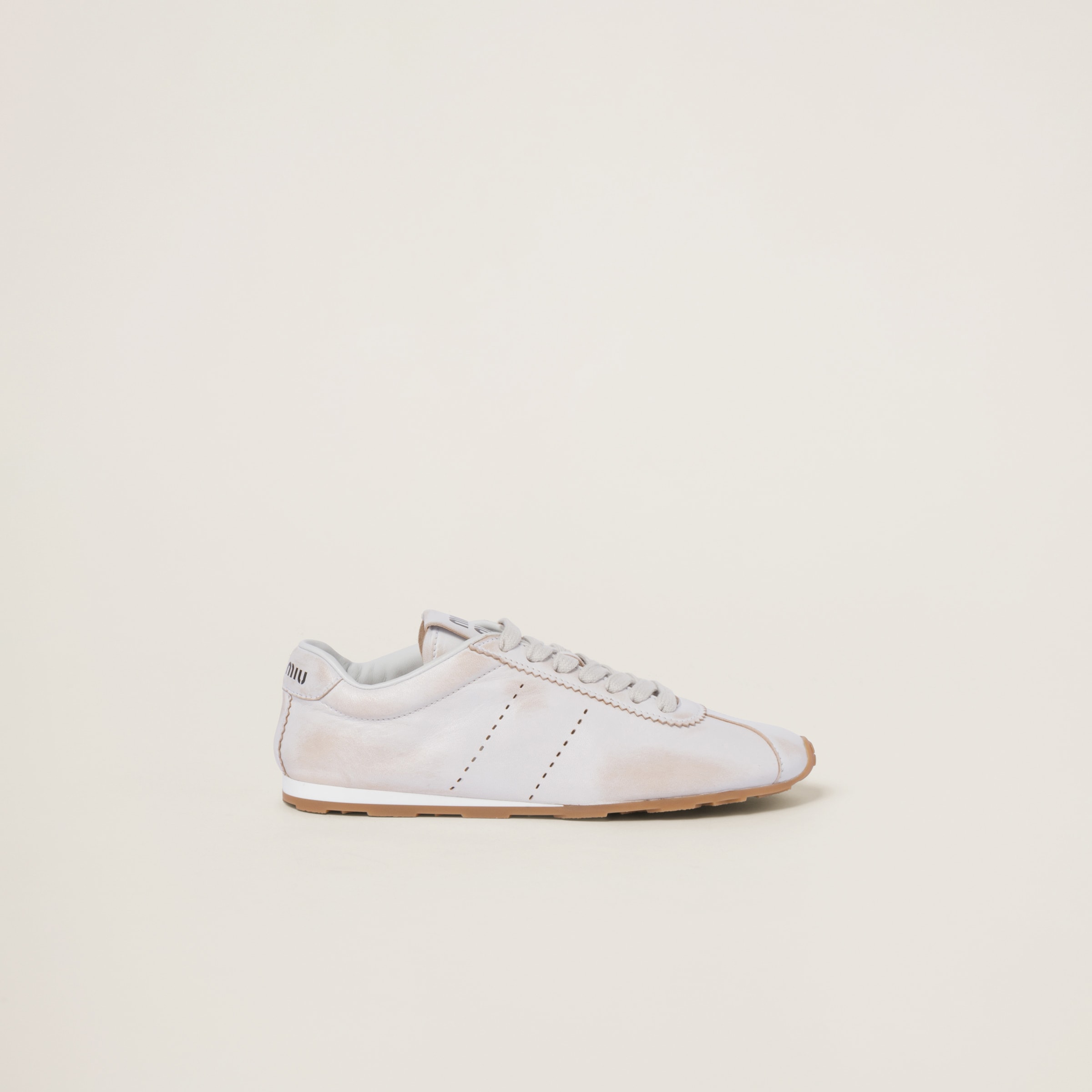 Miu Miu White Lace Up Sneakers In White