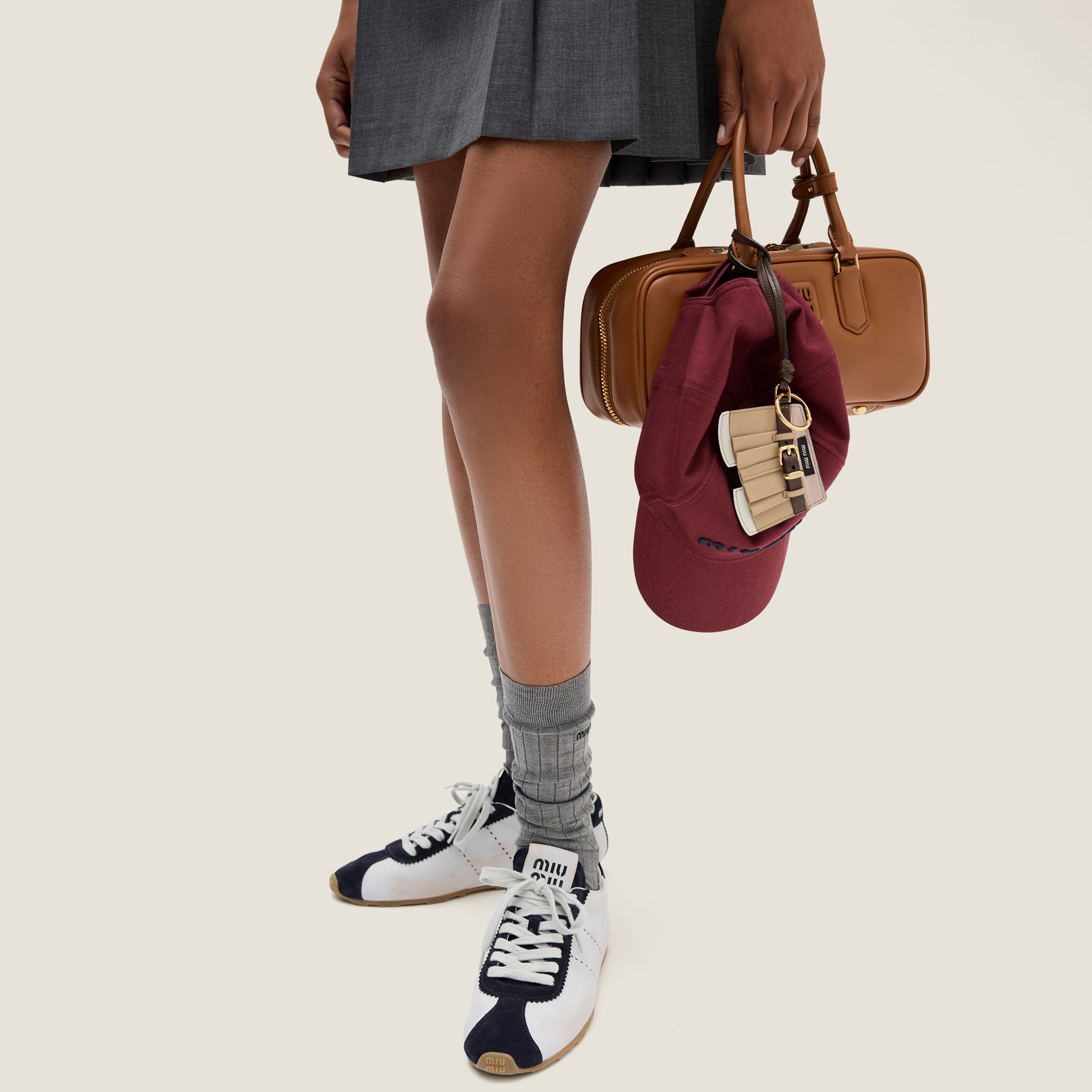 White/blue Plume Nappa Leather And Suede Sneakers | Miu Miu White/blue Plume Nappa Leather And Suede Sneakers | Miu Miu