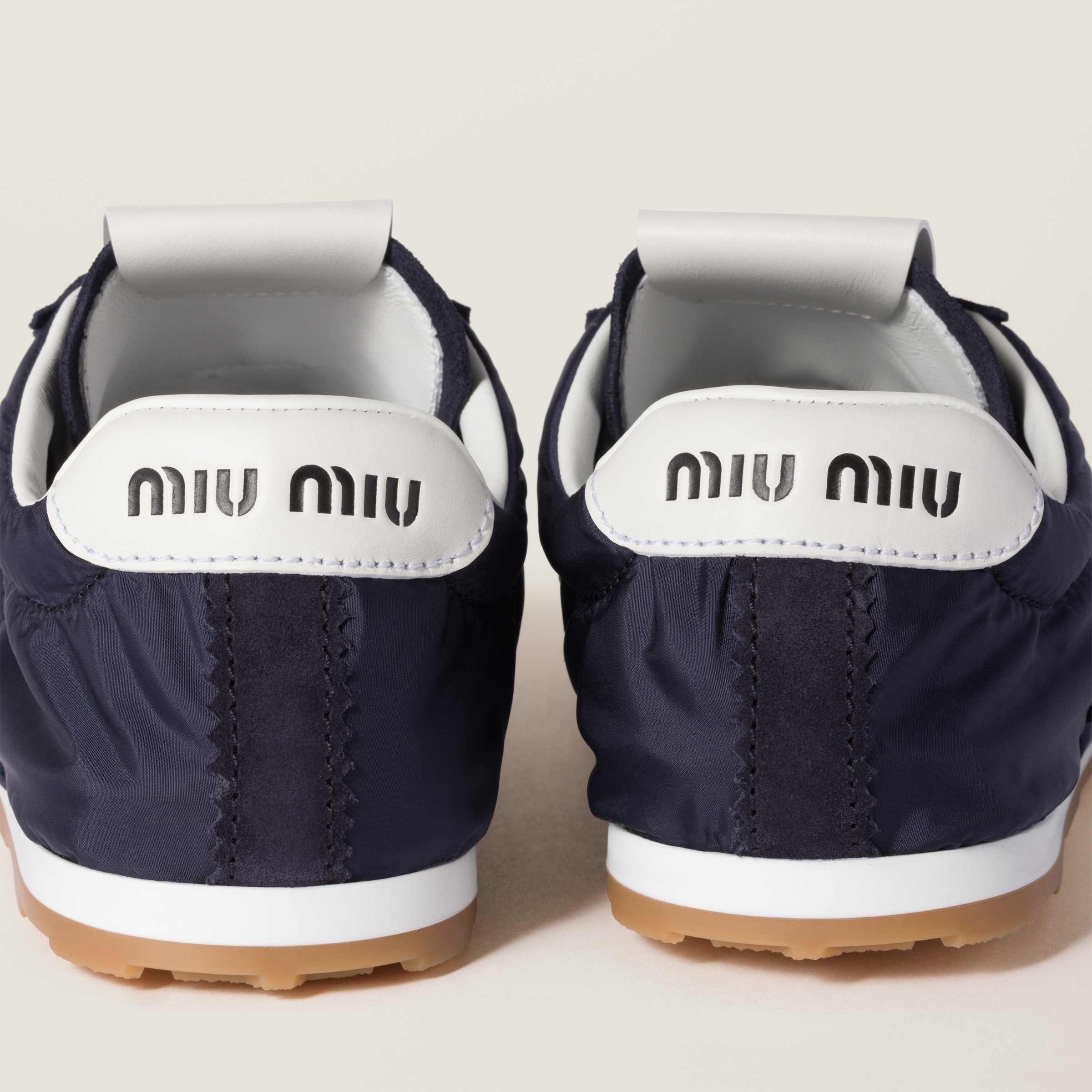 Miu Miu Fabric And Suede Sneakers With Contrast Sole In Navy