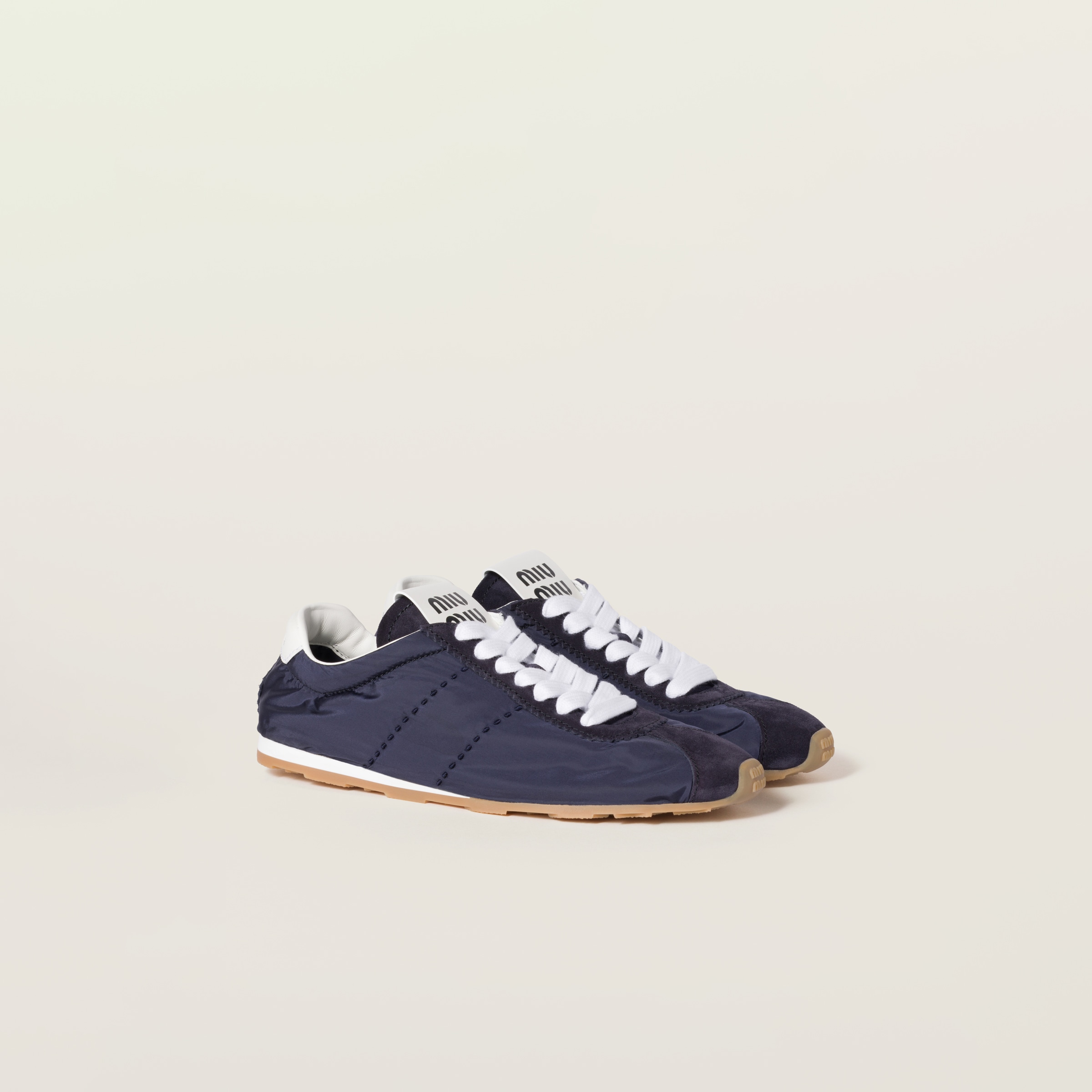 White Plume Bleached Nappa Leather Sneakers | Miu Miu