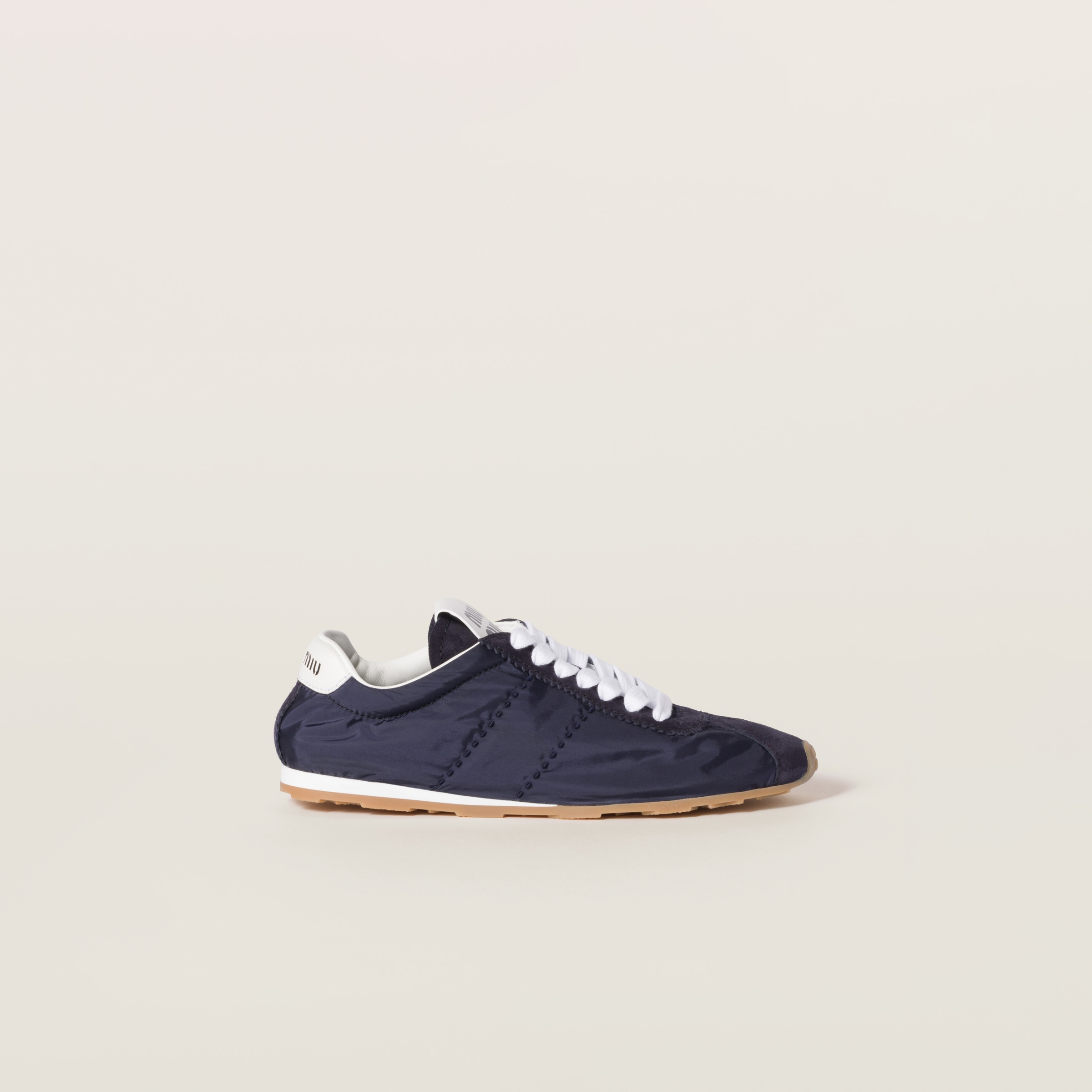 Miu Miu Fabric And Suede Sneakers With Contrast Sole In Navy