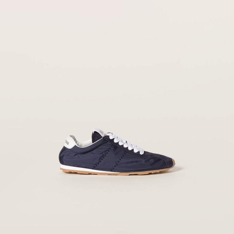 Plume technical fabric and suede sneakers