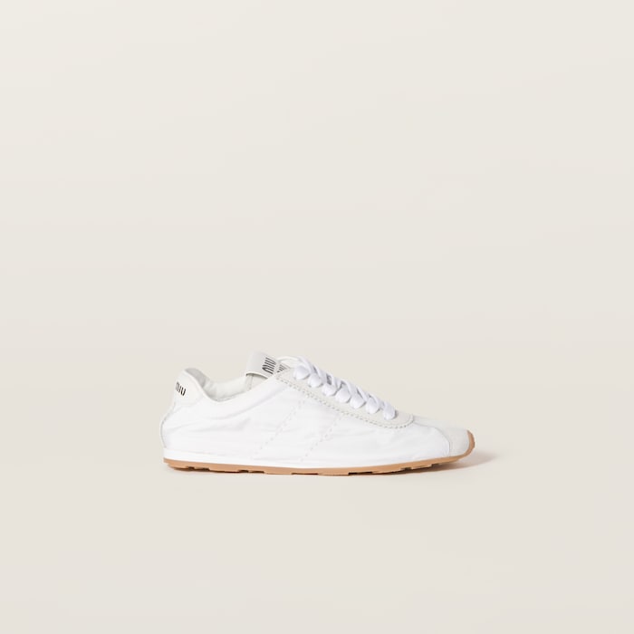 White Plume Technical Fabric And Suede Sneakers | Miu Miu