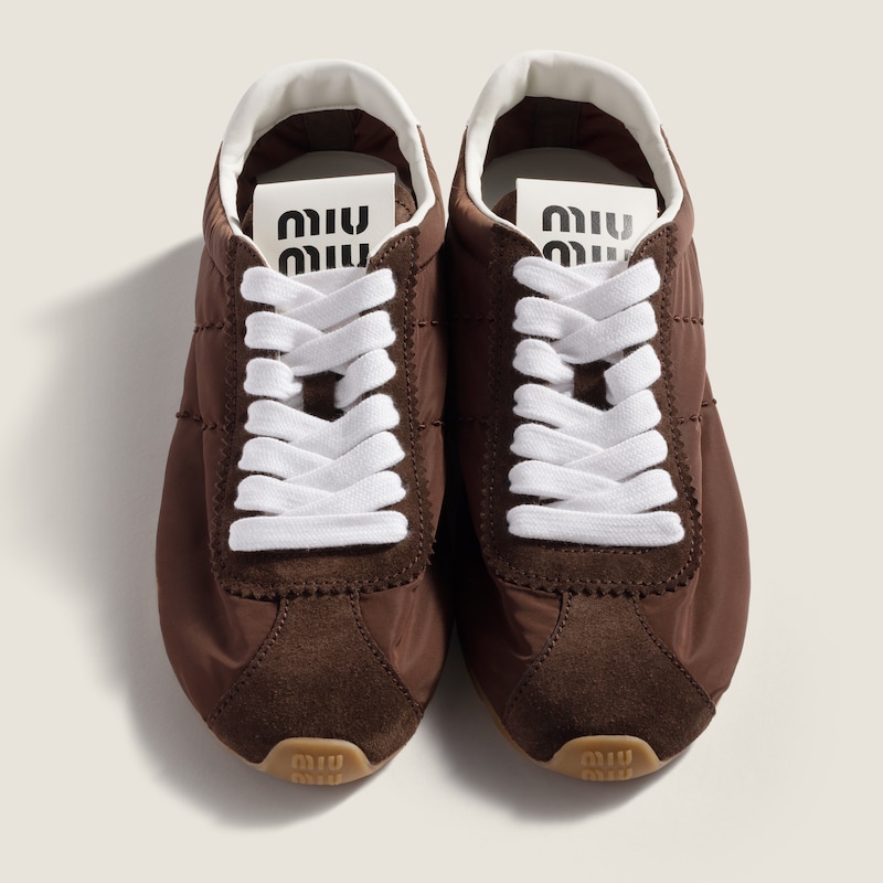 Plume technical fabric and suede sneakers
