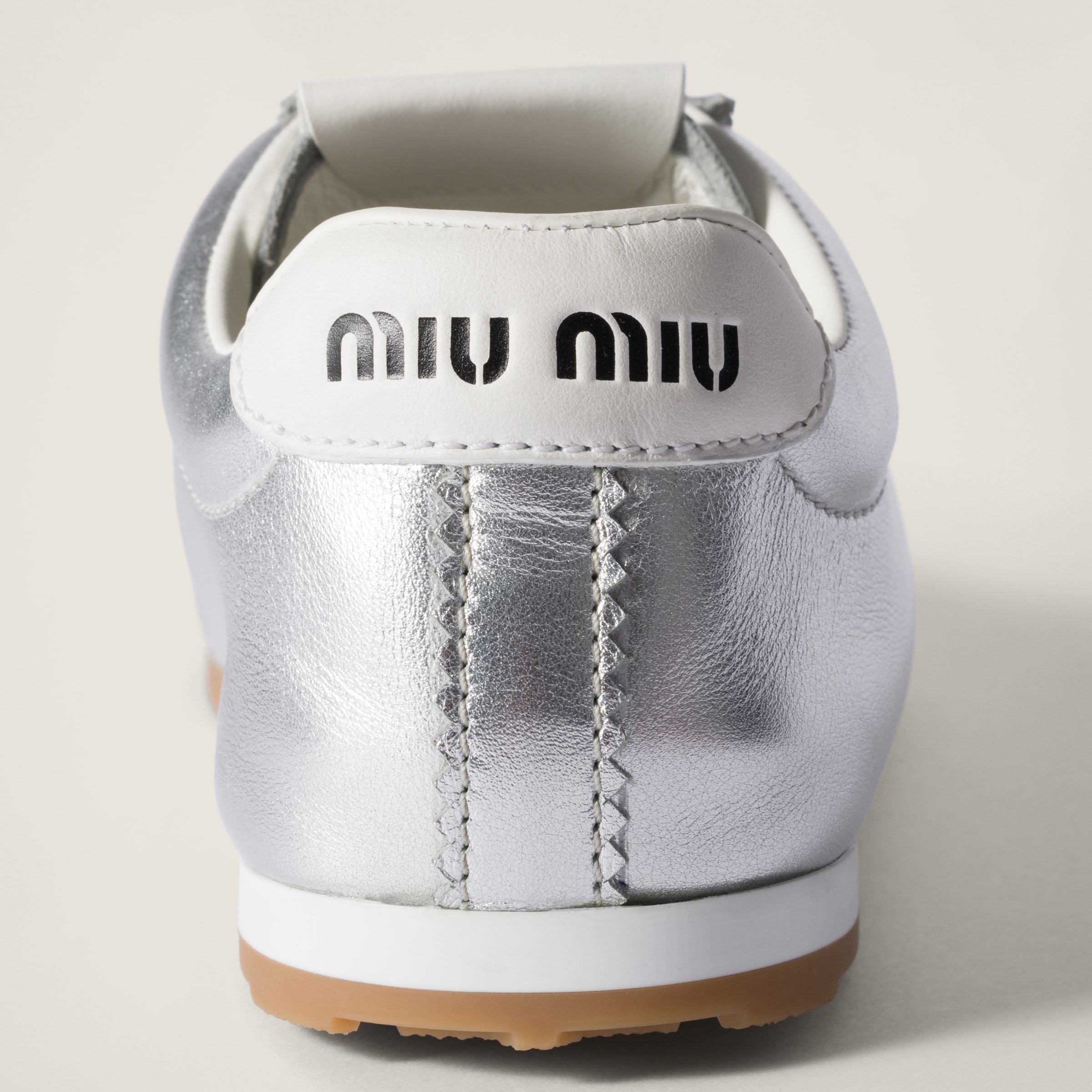 Silver Plume Mordoré Calfskin Sneakers | Miu Miu