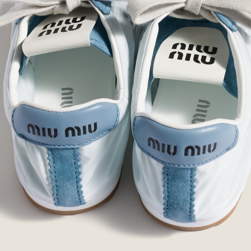 Plume technical fabric and suede sneakers