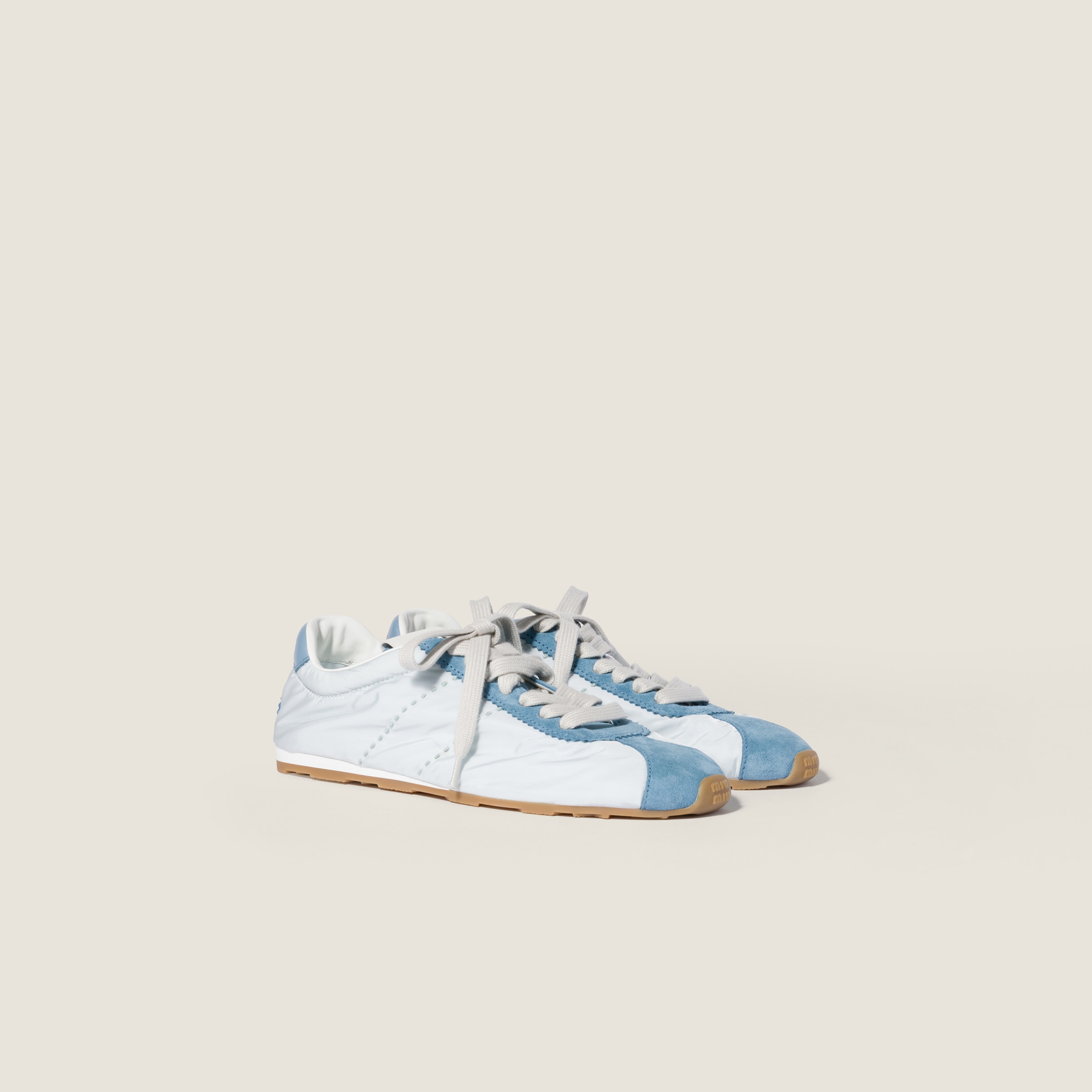 Plume technical fabric and suede sneakers