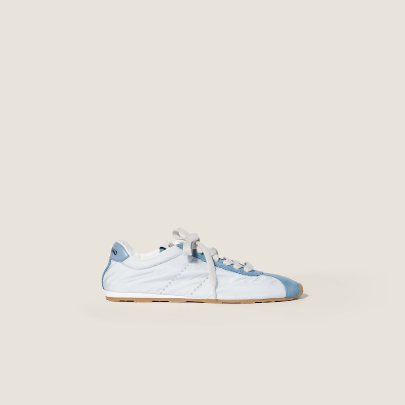 Plume technical fabric and suede sneakers
