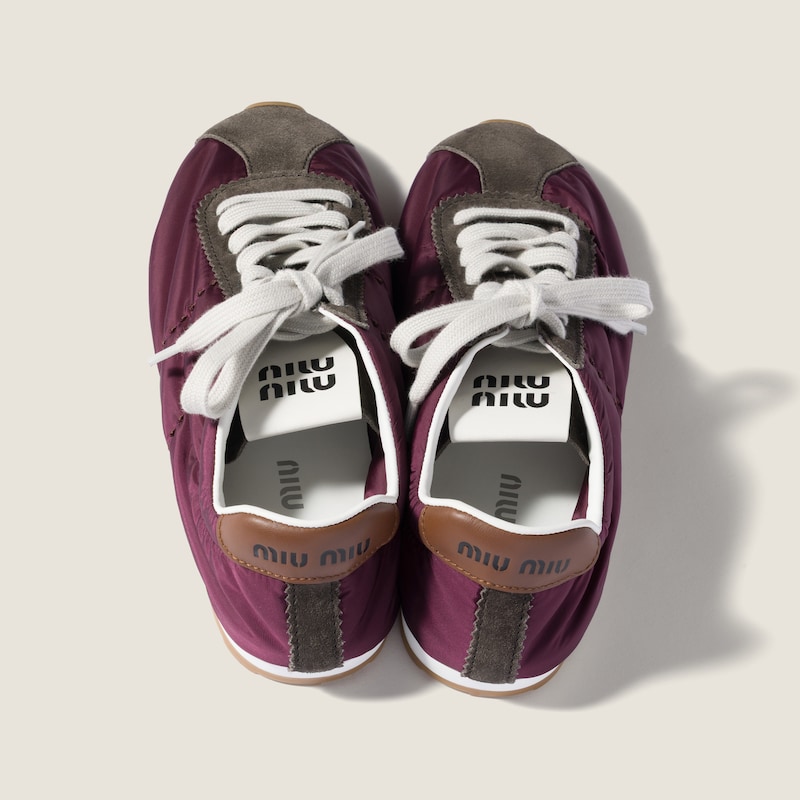 Plume technical fabric and suede sneakers