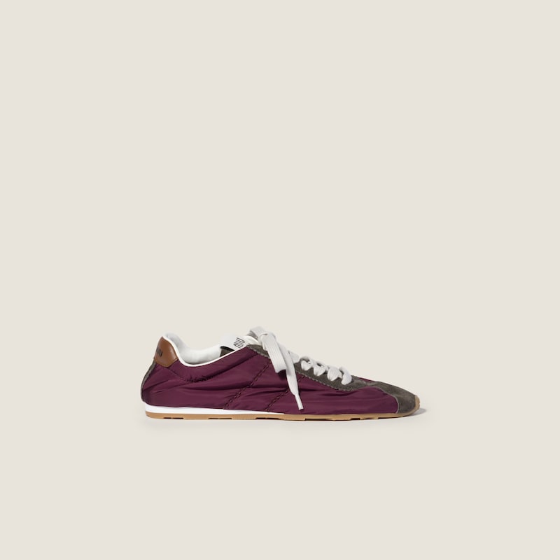 Plume technical fabric and suede sneakers