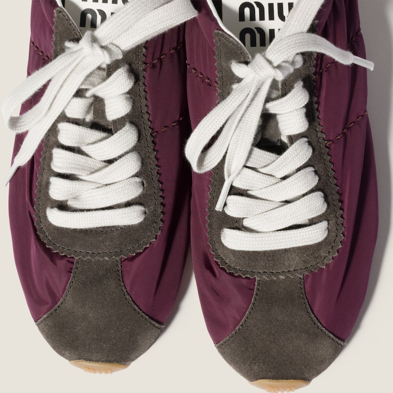 Plume technical fabric and suede sneakers