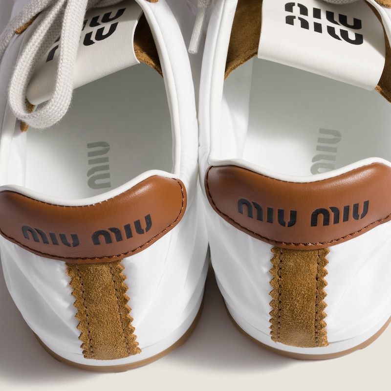 Plume technical fabric and suede sneakers