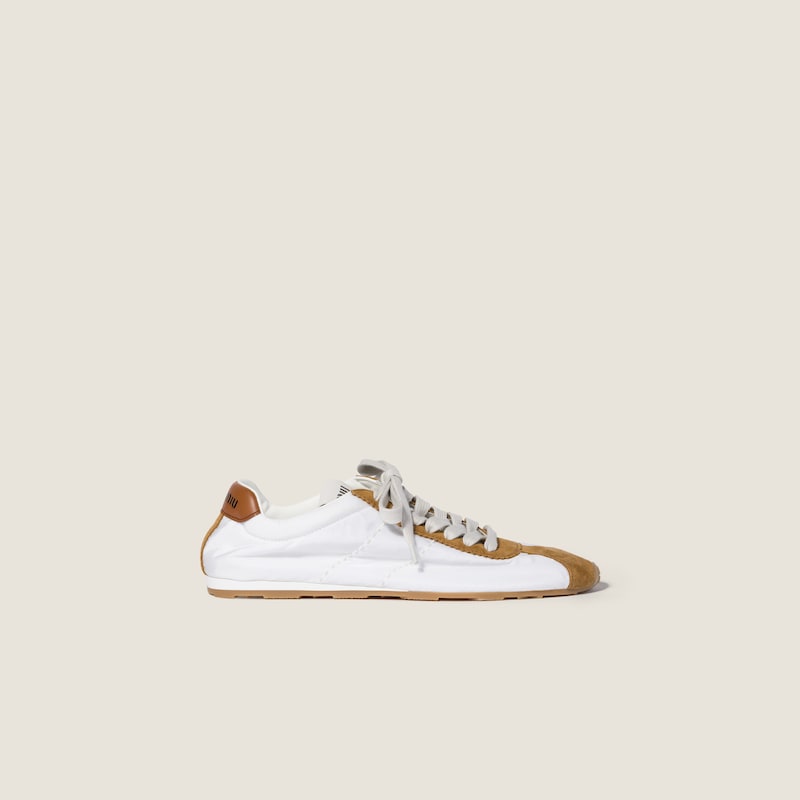 Plume technical fabric and suede sneakers