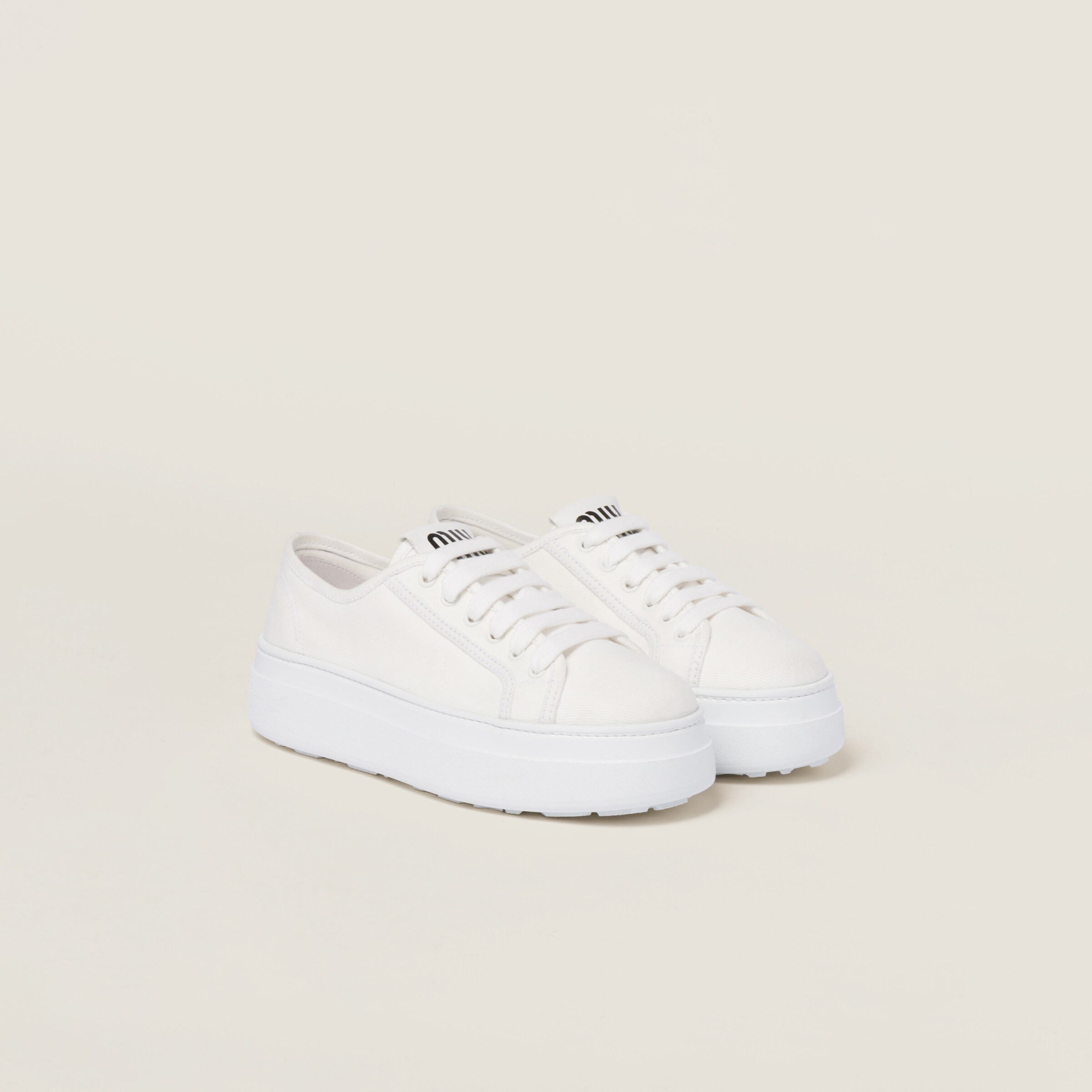 Miumiu Denim Sneakers In White