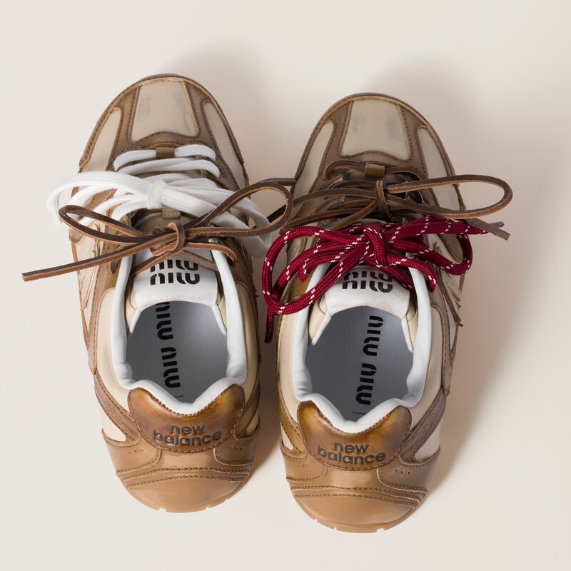 New Balance X Miu Miu 530 SL 테코 송아지 가죽 스니커즈