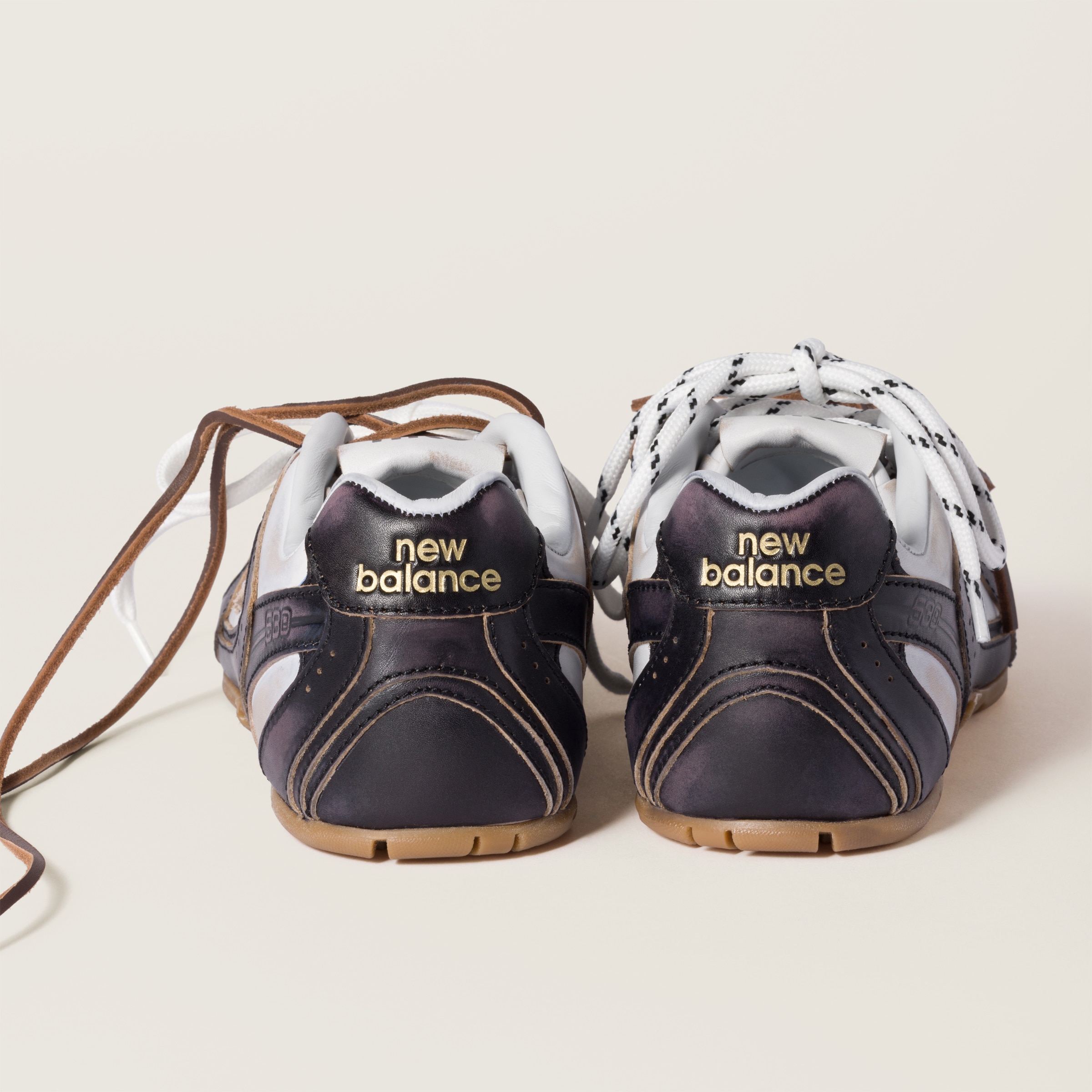 Black/white New Balance X Miu Miu 530 Sl Deco' Calf Leather