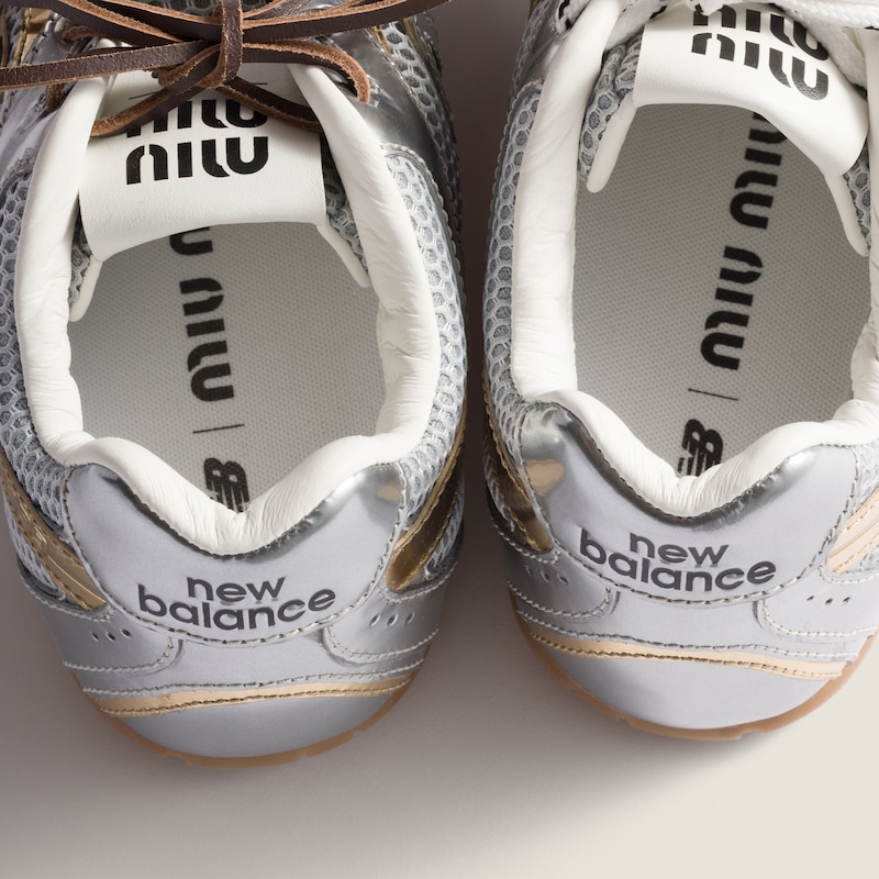 New Balance X Miu Miu 530 SL metallic leather and mesh sneakers
