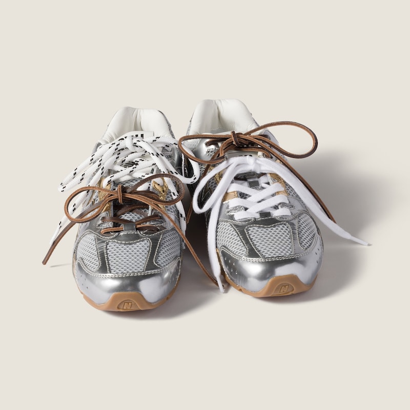 New Balance X Miu Miu 530 SL metallic leather and mesh sneakers